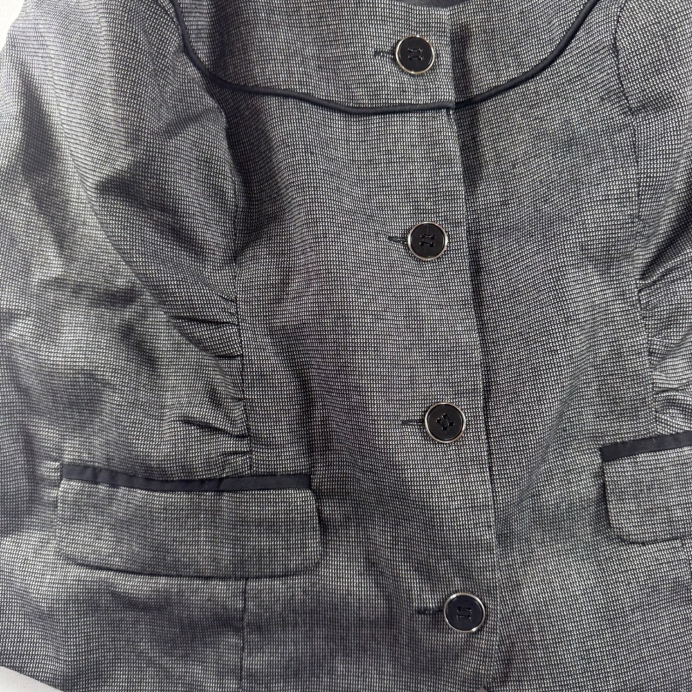 Maurices True Y2K Gray Button Front Vest Peplum Sleeveless‎ Blazer Size 0 - Picture 2 of 5